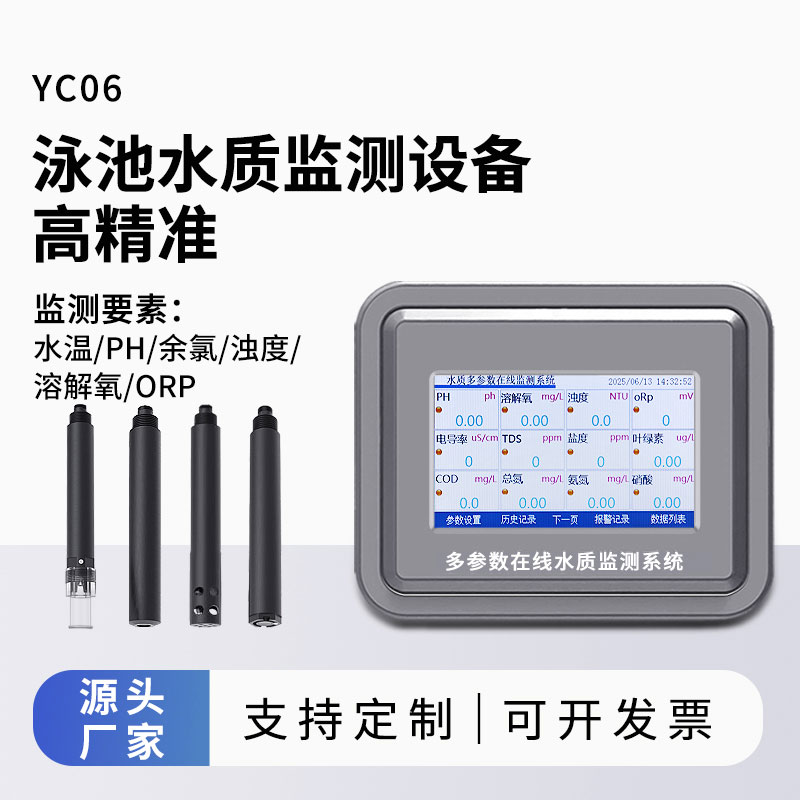 泳池水質監測參數（水溫、ph、余氯、濁度、溶解氧、orp）