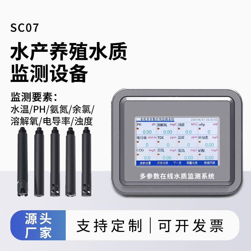 水產水質監測參數（水溫、ph、氨氮、余氯、溶解氧、電導率、濁度）